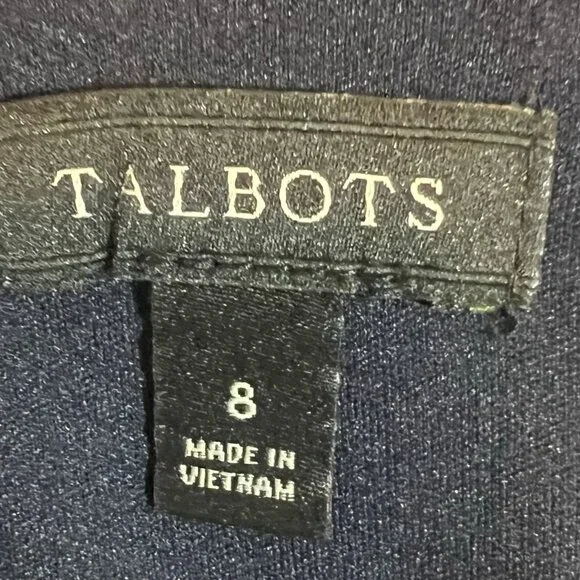 TALBOTS Women’s Midi Dress Size 8 FLORAL JERSEY TWIST FIT & FLARE Blue Stretch - Picture 4 of 12